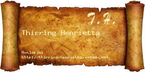 Thirring Henrietta névjegykártya